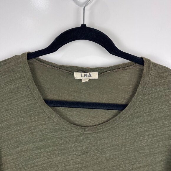 LNA Rolled Sleeve Slub Top Short Sleeve Green Women's Size Small - Picture 3 of 8